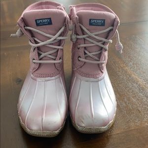 Sperry duck boots, pink